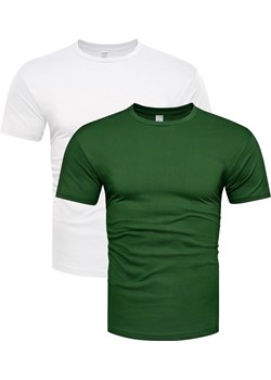 2-pak koszulek bawełnianych premium biały i zielony Recea ze sklepu Recea.pl w kategorii T-shirty męskie - zdjęcie 182002995