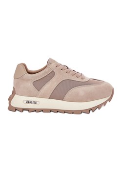Zamszowe Sneakersy Na Platformie Damskie Big Star RR274897 HI-POLY System Beżowe beżowy ze sklepu ButyModne.pl w kategorii Buty sportowe damskie - zdjęcie 182004577