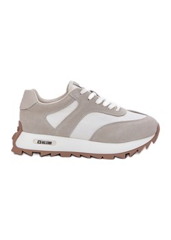 Zamszowe Sneakersy Na Platformie Damskie Big Star RR274896 HI-POLY System Biało-Szare białe ze sklepu ButyModne.pl w kategorii Buty sportowe damskie - zdjęcie 182004578
