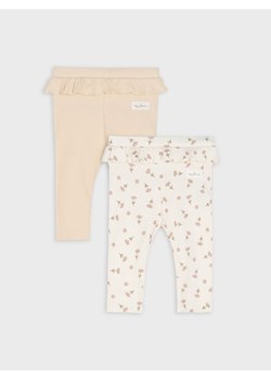 Sinsay - Legginsy z ozdobną falbaną z prążkowanej dzianiny 2 pack - kremowy ze sklepu Sinsay w kategorii Odzież dla niemowląt - zdjęcie 182012777
