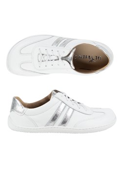 Buty BAREFOOT damskie skórzane minimalistyczne 1287 białe ze srebrnym sneakersy ze sklepu butyolivier w kategorii Półbuty damskie - zdjęcie 182018325