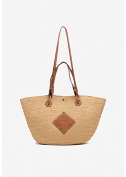 Ciemnobeżowa Torebka w Stylu Boho z Plecionki Galofina ze sklepu born2be.pl w kategorii Torby Shopper bag - zdjęcie 182019886
