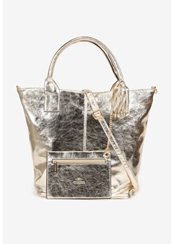 Złota Torebka Shopperka z Bawełną Ozdobiona Połyskiem Acredde ze sklepu renee.pl w kategorii Torby Shopper bag - zdjęcie 182020459