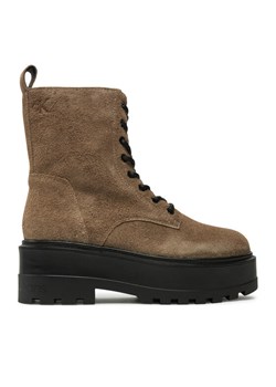 Trapery Calvin Klein Jeans Flatform Zip Laceup Mg S YW0YW01554 Brązowy ze sklepu eobuwie.pl w kategorii Botki - zdjęcie 182023425