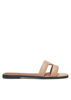 Klapki Tommy Hilfiger Th Logo Strap Mule FW0FW08671 Beżowy ze sklepu eobuwie.pl w kategorii Klapki damskie - zdjęcie 182026245