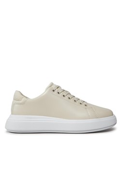 Sneakersy Calvin Klein Raised Cup Lace Up Nano Mono Bt HW0HW01878 Beżowy ze sklepu eobuwie.pl w kategorii Trampki damskie - zdjęcie 182028695