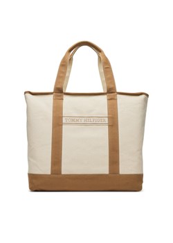 Torebka Tommy Hilfiger Th Summer Canvas Tote AW0AW17421 Beżowy ze sklepu eobuwie.pl w kategorii Torby Shopper bag - zdjęcie 182028735