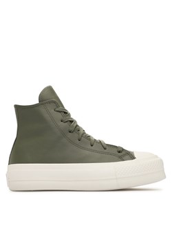 Trampki Converse Chuck Taylor All Star Lift Platform Leather A07131C Zielony ze sklepu eobuwie.pl w kategorii Trampki damskie - zdjęcie 182030458
