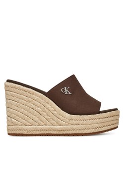Klapki Calvin Klein Wedge Rope Slide Mg YW0YW01699 Brązowy ze sklepu eobuwie.pl w kategorii Klapki damskie - zdjęcie 182030706