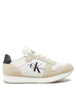 Sneakersy Calvin Klein Jeans Runner Sock Laceup Ny-Lth Wn YW0YW00840 Biały ze sklepu eobuwie.pl w kategorii Buty sportowe damskie - zdjęcie 182033596