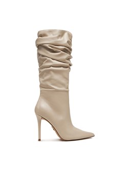 Kozaki Steve Madden Schmooze SM11003453 Écru ze sklepu eobuwie.pl w kategorii Kozaki damskie - zdjęcie 182034089