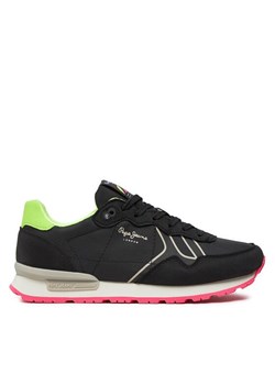 Sneakersy Pepe Jeans Brit Neon W PLS40011 Czarny ze sklepu eobuwie.pl w kategorii Buty sportowe damskie - zdjęcie 182034785