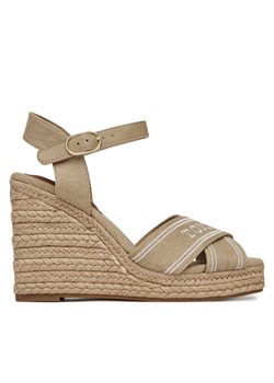Espadryle Tommy Hilfiger Tommy Hilfiger Espad High Wedge FW0FW08668 Beżowy ze sklepu eobuwie.pl w kategorii Espadryle damskie - zdjęcie 182036105