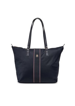 Torebka Tommy Hilfiger Poppy Tote Corp AW0AW17205 Granatowy ze sklepu eobuwie.pl w kategorii Torby Shopper bag - zdjęcie 182036966