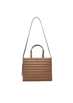 Torebka Calvin Klein Line Quilt Medium Tote K60K612120 Brązowy ze sklepu eobuwie.pl w kategorii Torby Shopper bag - zdjęcie 182037055