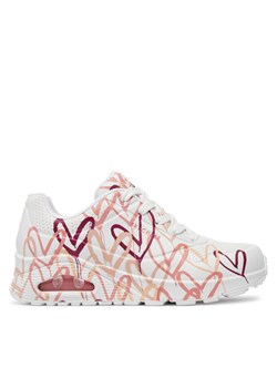 Sneakersy Skechers Uno - Dripping In Love 155507/WCRL Biały ze sklepu eobuwie.pl w kategorii Buty sportowe damskie - zdjęcie 182037649