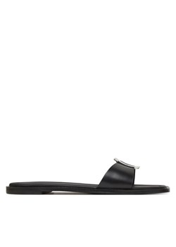 Klapki Calvin Klein Flat Slide W/Ck Hw Big - Lth HW0HW02482 Czarny ze sklepu eobuwie.pl w kategorii Klapki damskie - zdjęcie 182039305
