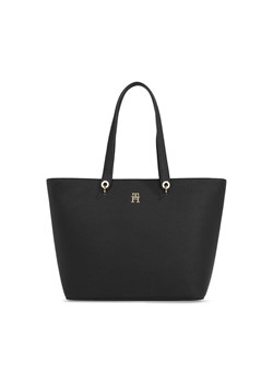 Torebka Tommy Hilfiger Th Emblem Tote AW0AW15178 Czarny ze sklepu eobuwie.pl w kategorii Torby Shopper bag - zdjęcie 182040656