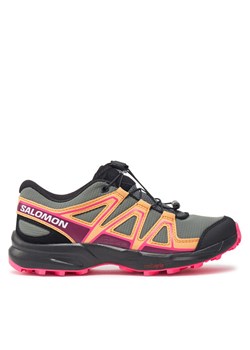 Trekkingi Salomon Speedcross L47561400 Szary ze sklepu eobuwie.pl w kategorii Buty trekkingowe dziecięce - zdjęcie 182041526
