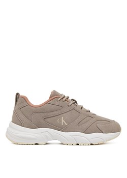 Sneakersy Calvin Klein Jeans Retro Tennis Low Mg Mix Media Wn YW0YW01639 Beżowy ze sklepu eobuwie.pl w kategorii Buty sportowe damskie - zdjęcie 182041667