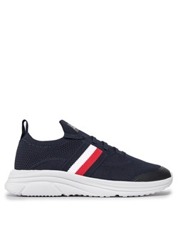 Sneakersy Tommy Hilfiger Modern Runner Knit Stripes Ess FM0FM04798 Granatowy ze sklepu eobuwie.pl w kategorii Buty sportowe męskie - zdjęcie 182043585