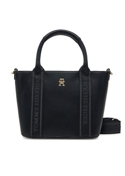 Torebka Tommy Hilfiger Th Logotape Mini Tote AW0AW17201 Czarny ze sklepu eobuwie.pl w kategorii Torby Shopper bag - zdjęcie 182044735