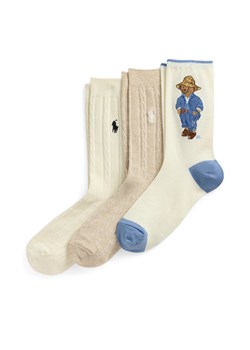 Zestaw 3 par wysokich skarpet damskich Polo Ralph Lauren 455972027001 Beżowy ze sklepu eobuwie.pl w kategorii Skarpetki damskie - zdjęcie 182045168
