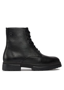 Kozaki Tommy Hilfiger Comfort Cleated Termo Lth Boot FM0FM04651 Czarny ze sklepu eobuwie.pl w kategorii Buty zimowe męskie - zdjęcie 182046389