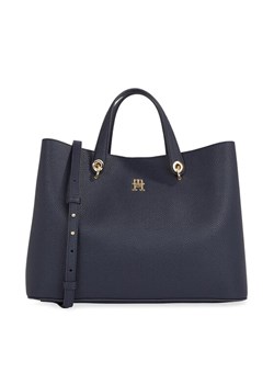 Torebka Tommy Hilfiger Th Emblem Satchel AW0AW15177 Granatowy ze sklepu eobuwie.pl w kategorii Torby Shopper bag - zdjęcie 182046779
