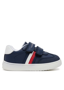 Sneakersy Tommy Hilfiger Stripes Low Cut Lace Velcro Sneaker T1X9-33840-1269 M Granatowy ze sklepu eobuwie.pl w kategorii Buty sportowe dziecięce - zdjęcie 182049297
