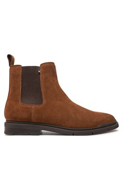 Sztyblety Tommy Hilfiger Flexible Hilfiger Suede Chelsea FM0FM05102 Brązowy ze sklepu eobuwie.pl w kategorii Buty zimowe męskie - zdjęcie 182049385