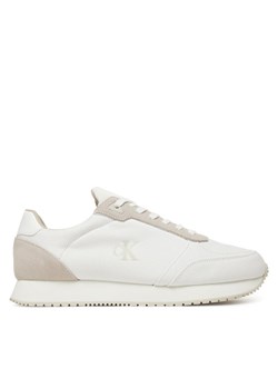Sneakersy Calvin Klein Jeans Runner Sock Laceup Mg Canvas YM0YM01217 Biały ze sklepu eobuwie.pl w kategorii Buty sportowe męskie - zdjęcie 182052929