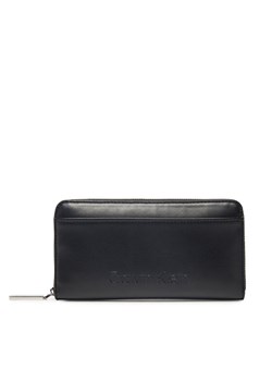 Duży Portfel Damski Calvin Klein Embossed Logo Large Zip Around K60K612952 Czarny ze sklepu eobuwie.pl w kategorii Portfele damskie - zdjęcie 182053635