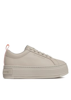 Sneakersy Calvin Klein Jeans Bold Flatf Low Laceup Lth In Lum YW0YW01309 Beżowy ze sklepu eobuwie.pl w kategorii Buty sportowe damskie - zdjęcie 182056128