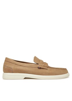 Mokasyny Tommy Hilfiger Nubuck P Loafer FM0FM05350 Beżowy ze sklepu eobuwie.pl w kategorii Mokasyny męskie - zdjęcie 182056138
