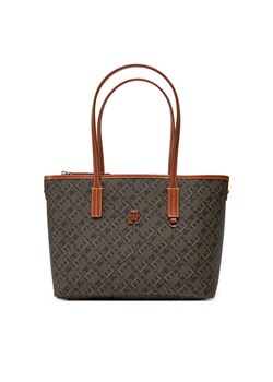Torebka Tommy Hilfiger Th Monoplay Leather Mini Tote AW0AW17415 Czarny ze sklepu eobuwie.pl w kategorii Torby Shopper bag - zdjęcie 182058377