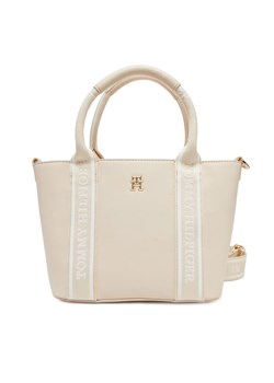 Torebka Tommy Hilfiger Th Logotape Mini Tote AW0AW17201 Écru ze sklepu eobuwie.pl w kategorii Torebki damskie - zdjęcie 182058737