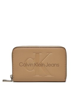 Mały Portfel Damski Calvin Klein Jeans Zip Around Mono K60K612255 Beżowy ze sklepu eobuwie.pl w kategorii Portfele damskie - zdjęcie 182058885