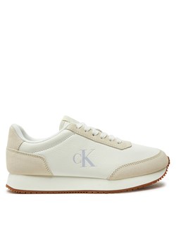 Sneakersy Calvin Klein Jeans Runner Laceup Low Mix Mg YW0YW01798 Biały ze sklepu eobuwie.pl w kategorii Buty sportowe damskie - zdjęcie 182060559