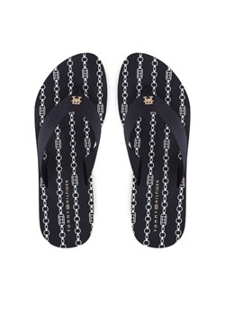 Japonki Tommy Hilfiger Im Th Chainprint Midwedge Sandal FW0FW08527 Granatowy ze sklepu eobuwie.pl w kategorii Klapki damskie - zdjęcie 182062028