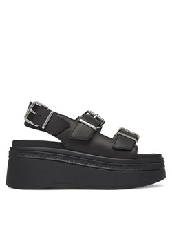 Sandały Tommy Jeans Tjw Wedge Sandal EN0EN02774 Czarny ze sklepu eobuwie.pl w kategorii Sandały damskie - zdjęcie 182062095