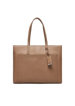 Torebka Calvin Klein Ck Must Medium Shopper_Mono K60K612774 Beżowy ze sklepu eobuwie.pl w kategorii Torby Shopper bag - zdjęcie 182062216