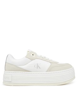 Sneakersy Calvin Klein Jeans Bold Flatf Low Lace Mix YW0YW01742 Biały ze sklepu eobuwie.pl w kategorii Buty sportowe damskie - zdjęcie 182063636