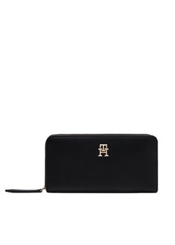 Duży Portfel Damski Tommy Hilfiger Th Logotape Lrg Za AW0AW17266 Czarny ze sklepu eobuwie.pl w kategorii Portfele damskie - zdjęcie 182064586