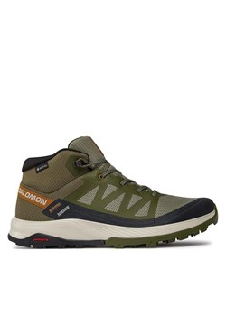 Trekkingi Salomon Outrise Mid GORE-TEX L47143600 Khaki ze sklepu eobuwie.pl w kategorii Buty trekkingowe męskie - zdjęcie 182066735