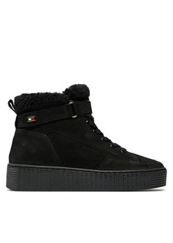 Sneakersy Tommy Hilfiger Faux Fur Nubuck Low Lace-Up FW0FW08172 Czarny ze sklepu eobuwie.pl w kategorii Buty sportowe damskie - zdjęcie 182072306