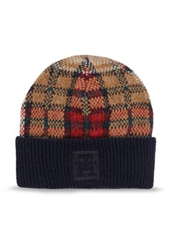 Czapka Tommy Hilfiger Tommy Check Beanie AW0AW15315 Granatowy ze sklepu eobuwie.pl w kategorii Czapki zimowe damskie - zdjęcie 182077036
