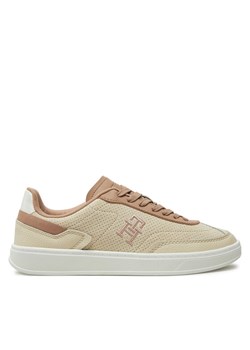 Sneakersy Tommy Hilfiger Th Heritage Sneaker Perf FW0FW08380 Beżowy ze sklepu eobuwie.pl w kategorii Buty sportowe damskie - zdjęcie 182077516