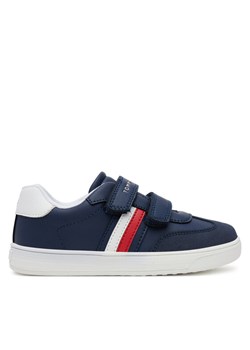 Sneakersy Tommy Hilfiger Stripes Low Cut Lace Velcro Sneaker T1X9-33840-1269 S Granatowy ze sklepu eobuwie.pl w kategorii Buty sportowe dziecięce - zdjęcie 182078156