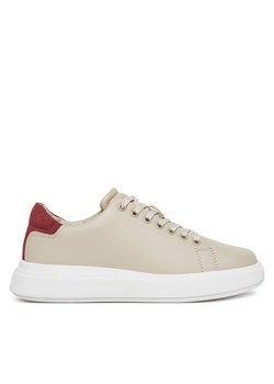 Sneakersy Calvin Klein Cupsole Lace Up - Suede Bt HW0HW02404 Beżowy ze sklepu eobuwie.pl w kategorii Buty sportowe damskie - zdjęcie 182079539